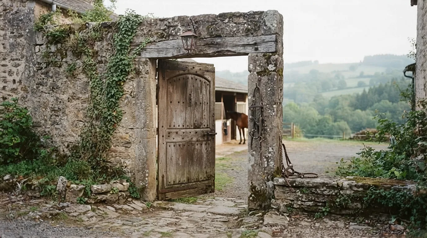 Entrée du La Ferme des Maisons Rouges, centre équestre à Chabrignac