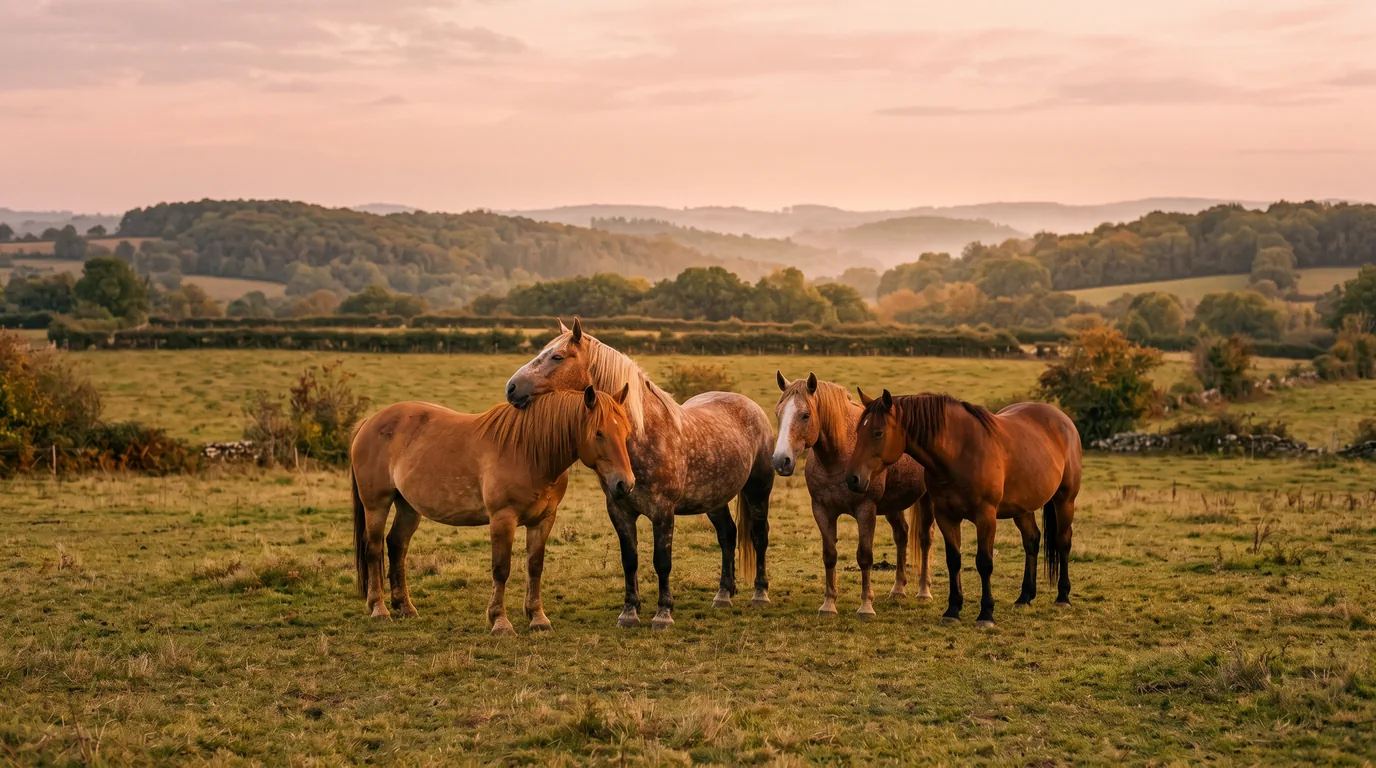 Les chevaux du La Ferme des Maisons Rouges en liberté, Corrèze